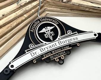 Personalized Wooden Hanger for Physical Therapist, DPT Graduation, White Coat Ceremony