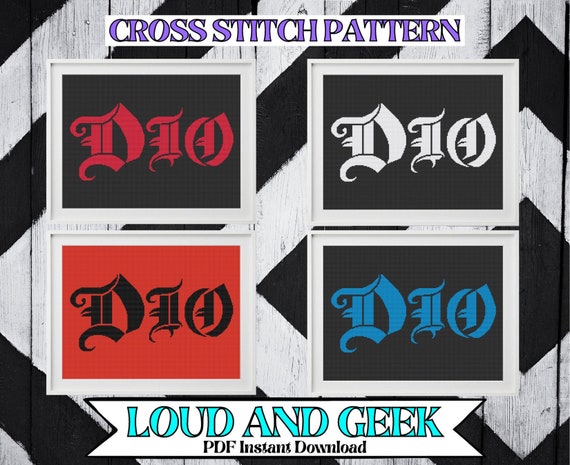 Dio Logo Cross Stitch Pattern 4 In 1 PDF Instant Download English.