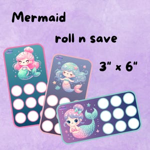 Money Savings Challenge Mermaid Cuties Laminated Roll and Save Choose Amount
