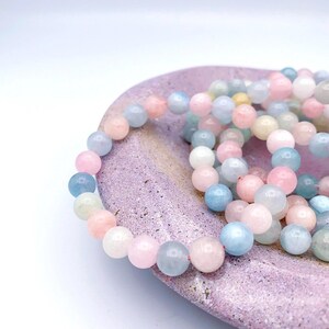 Natural Multi Colorful Morganite Beryl  Bracelet A-Quality | Beryl Bracelet 8 mm | Stretch Bracelet | Gift for Her | Healing Gems