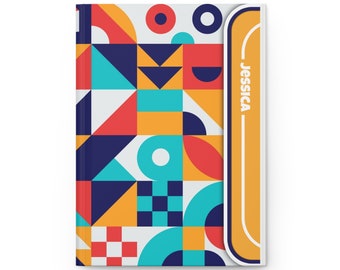 Personalized Hardcover Notebook Journal | Ruled Line | 80s Retro Style | 150 Pages | Color Block