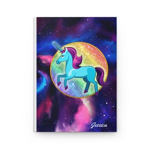 Personalized Hardcover Notebook Journal | Ruled Line | 80s Retro Style | 150 Pages | Unicorn Magic