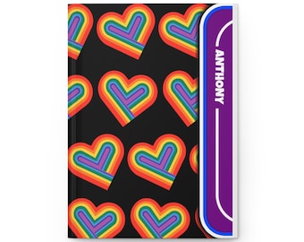 Personalized Hardcover Notebook Journal | Ruled Line | 80s Retro Style | 150 Pages | Pride