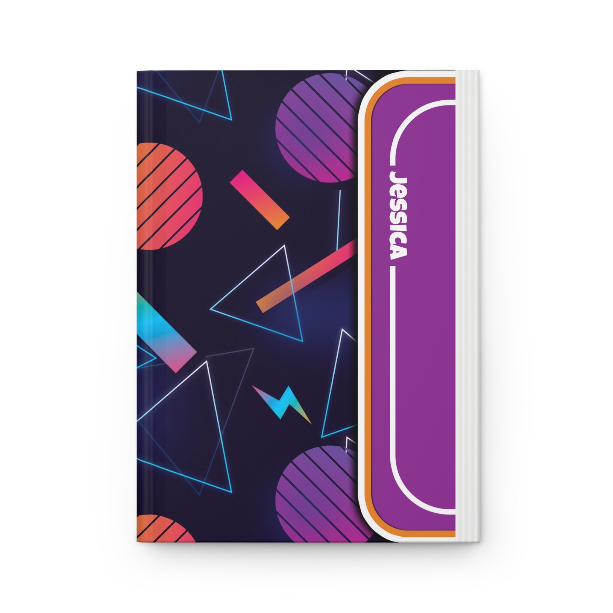 Personalized Hardcover Notebook Journal | Ruled Line | 80s Retro Style | 150 Pages | New Wave