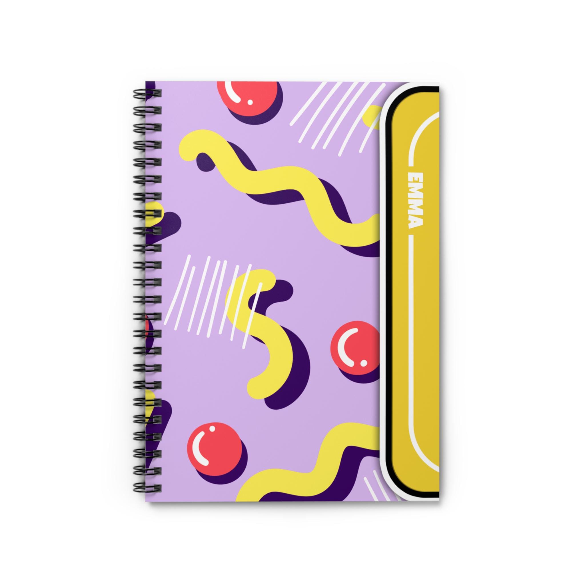 Personalized Spiral Notebook Journal | Ruled Line | 80s Retro Style | 118 Pages | Noodles