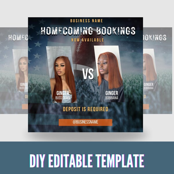 Homecoming Flyer,Braids special,Nail Flyer,Football Flyer,Social media flyer,Booking Flyer,Book Now Promo,Canva template