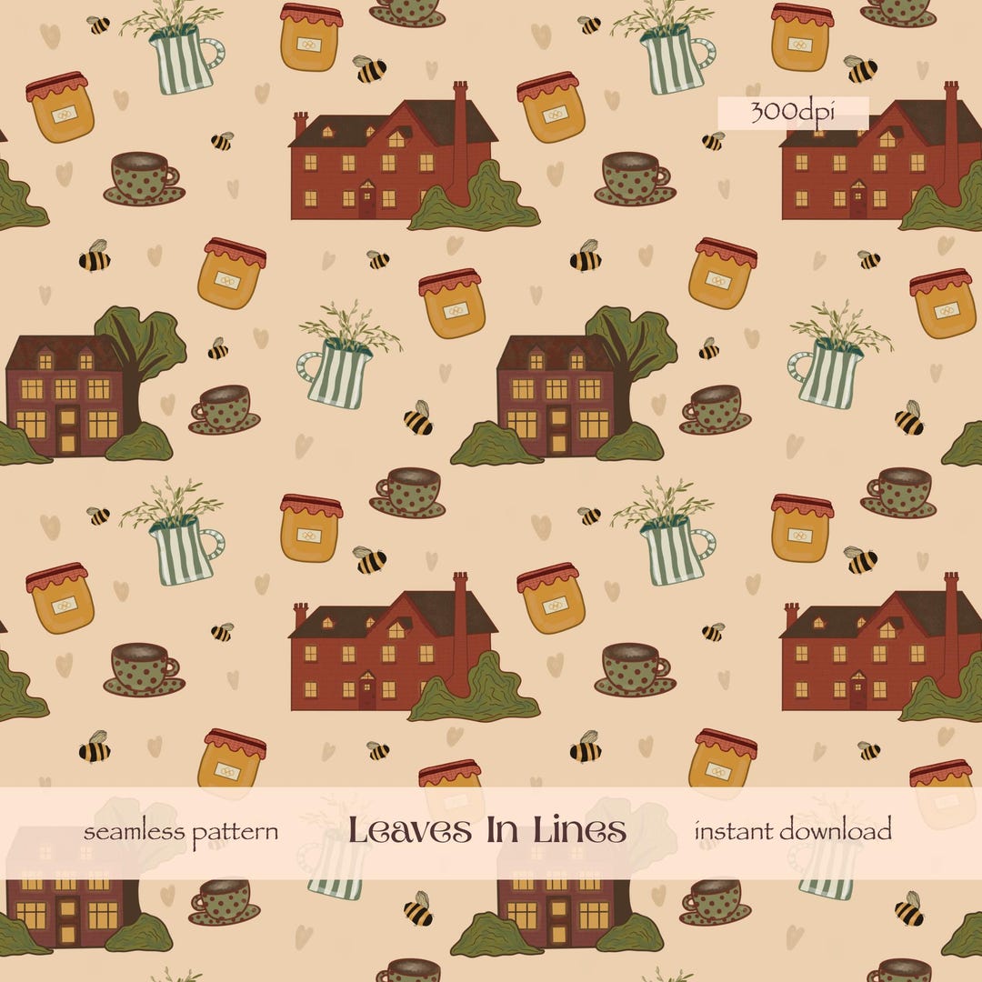 Cottage Core Pattern Texture Cottagecore Seamless Pattern JPEG,PNG : Countryside Cosy Design Digital ...