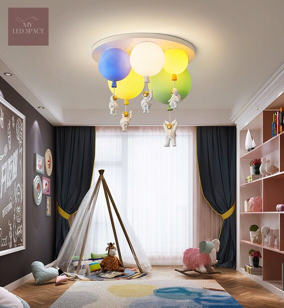Creative Astronaut Hanging Led Ceiling Lights Fixture With Creative Astronaut Hanging Led Ceiling, Playroom Light Fixture