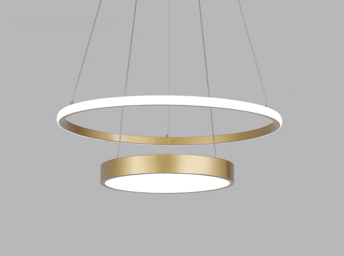 Kreative Doppel-LED-Ringe Kronleuchter Pendelleuchter Lampe | Etsy