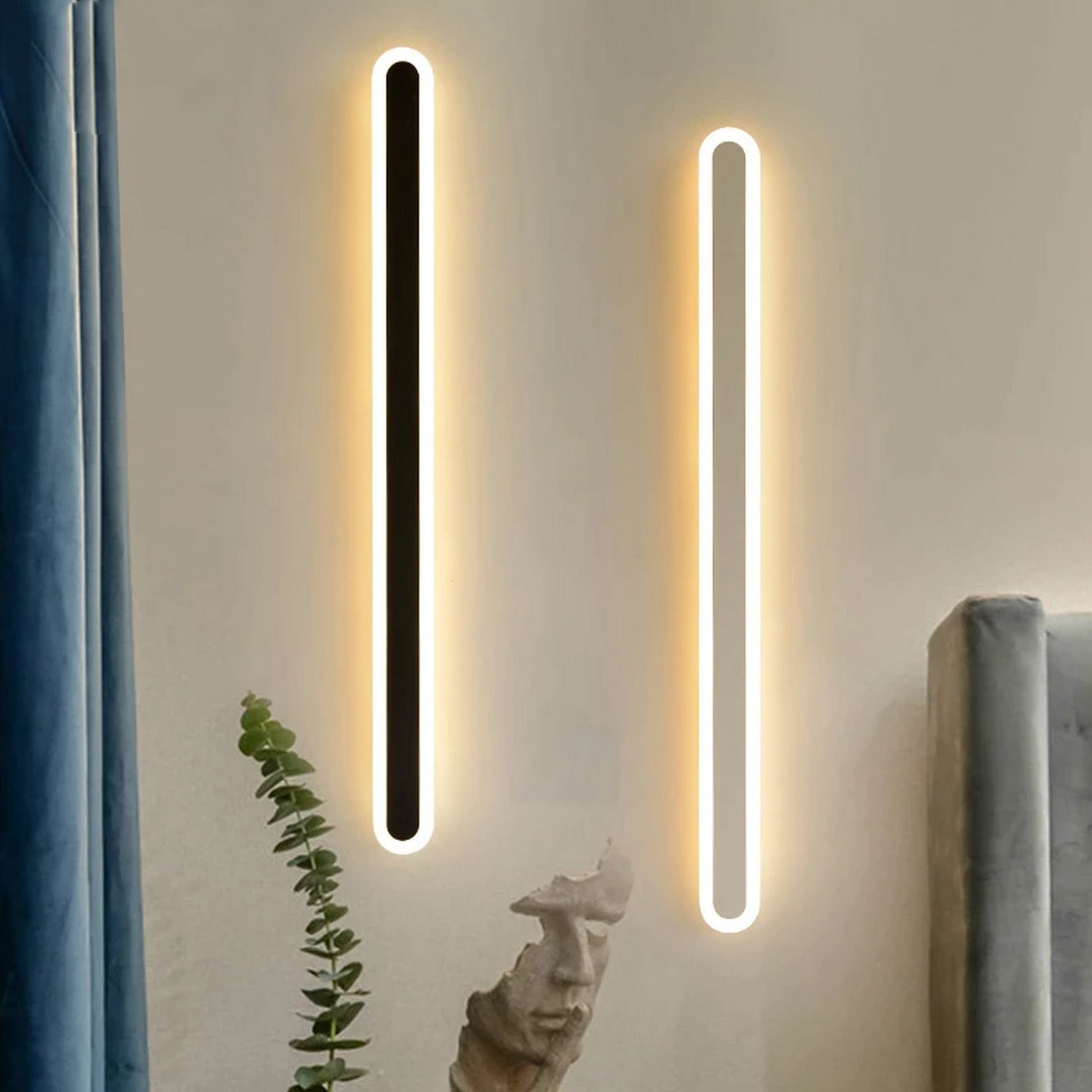 Minimalist LED Long Strip Wall Lamp Sconce Fixture Bedside Etsy