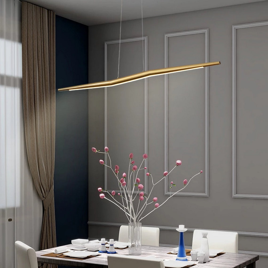 Wave LED Lineare Aufhängung Hängeleuchte Für KüchenInsel | Etsy