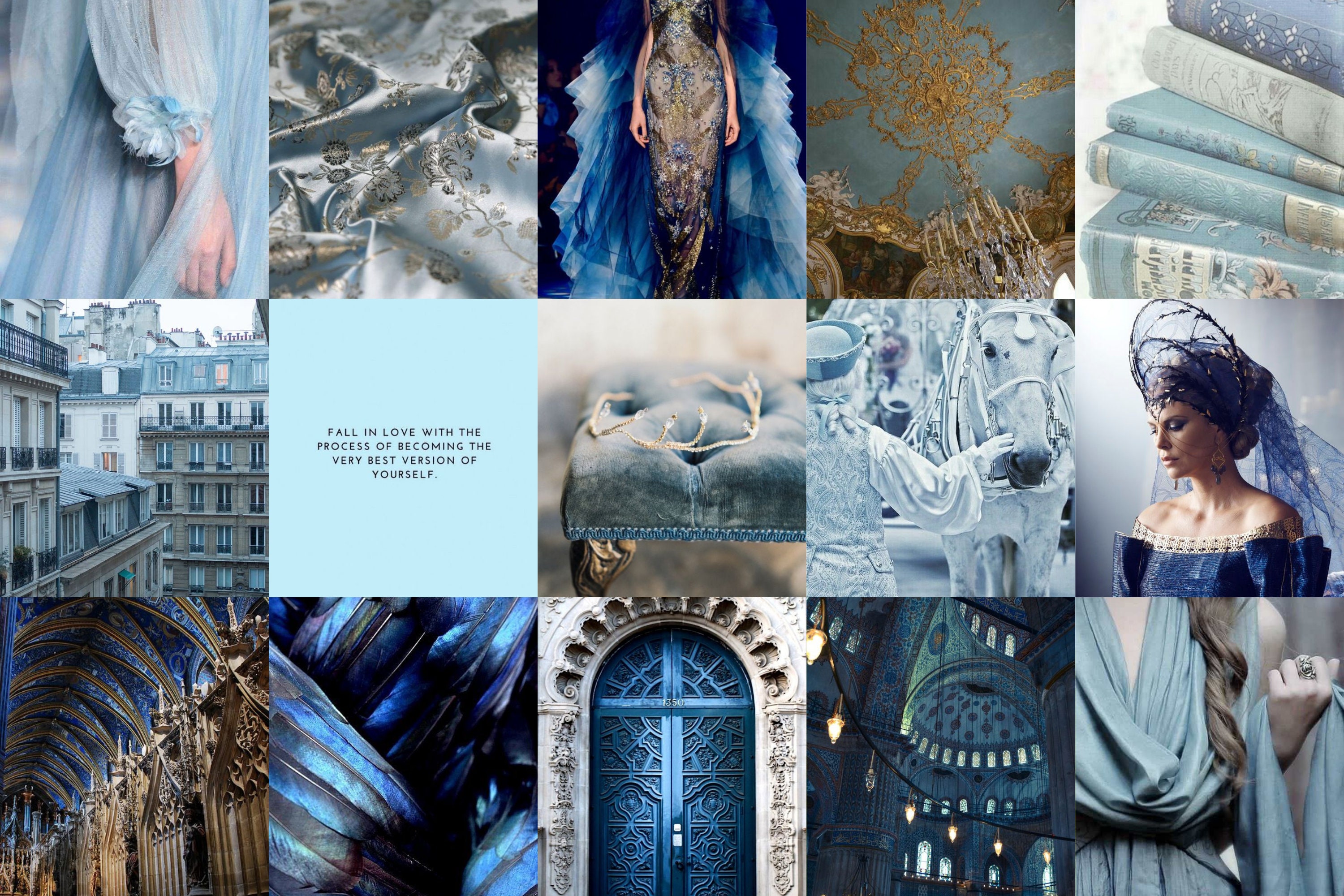 Royalcore Aesthetic Wall Collage Kit, Blue Room Decor, Collage Kit Wall