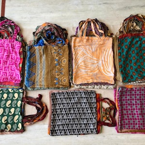 Sacchetti regalo in seta, sacchetti per imballaggio, sacchetti per imballaggio abbigliamento, borsa con manico Sari, borsa per il trasporto