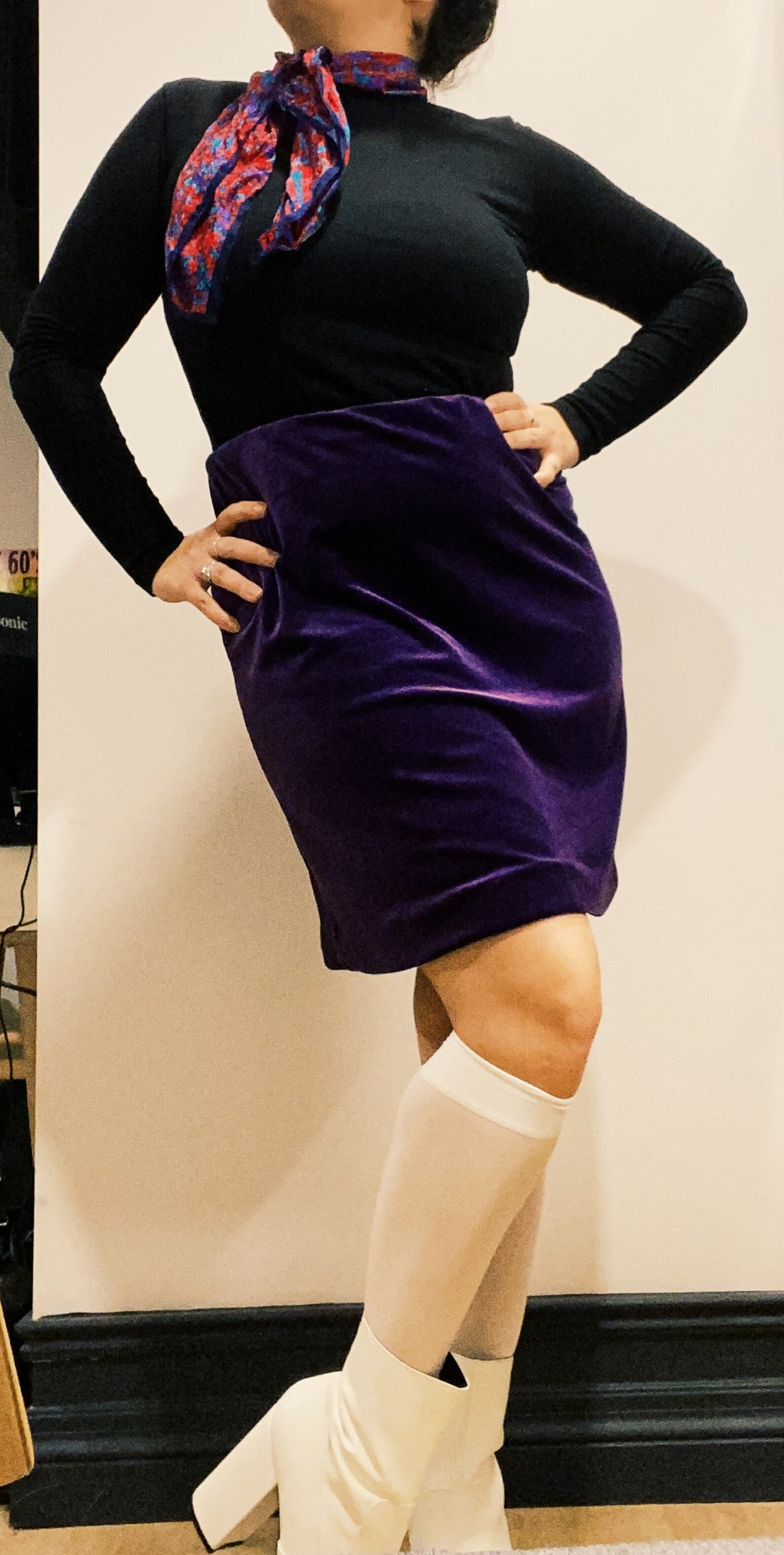 Vintage Velour Purple Skirt Etsy