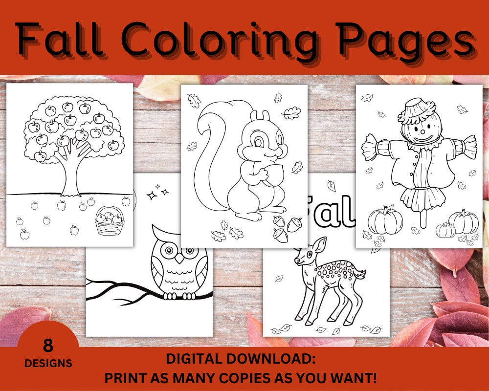Fall Coloring Pages Fall Activity Kids Coloring Pages - Etsy