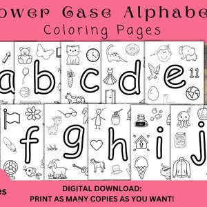 Lower Case Alphabet Coloring Pages, Lower Case ABCs, ABC Activity, Kids Coloring Pages, Classroom Activity, Digital Download