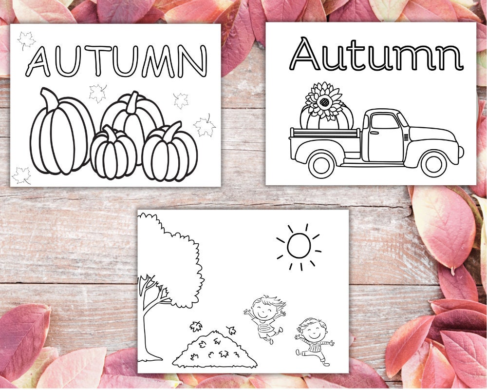 Fall Coloring Pages Fall Activity Kids Coloring Pages - Etsy