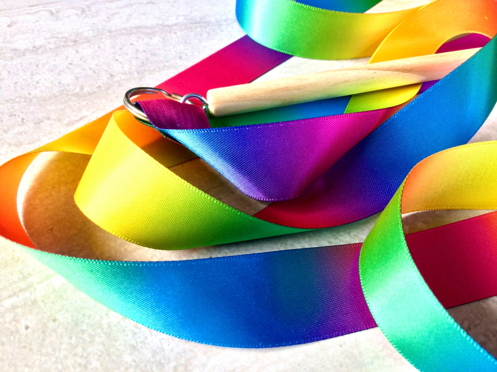 Ribbon Wands Ribbon Dancer Rainbow Satin Ribbon Long Wooden Etsy