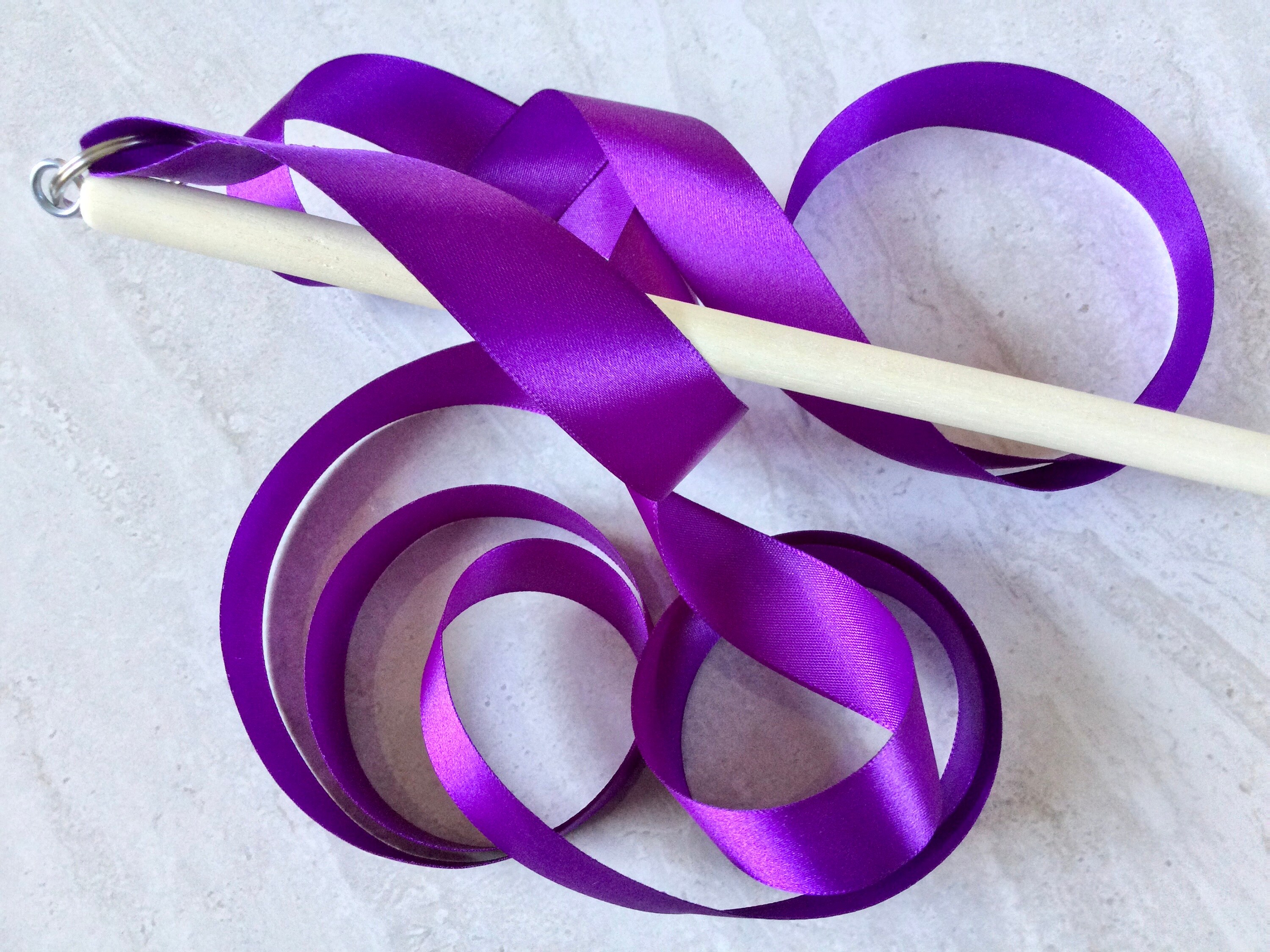 Ribbon Wands Ribbon Dancer Purple Satin Ribbon Long Wooden Etsy