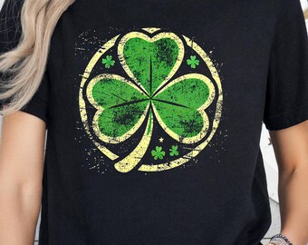 Distressed Shamrock St Patrick's Day T-shirt: Irish Green Tee