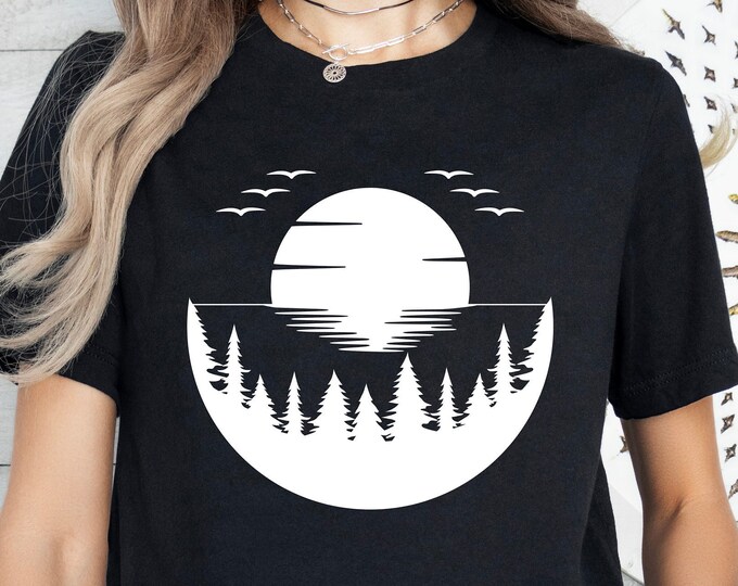Retro Forest Shirt, Trees Themed Shirt, Adventure Lover Shirt,sun Set ...
