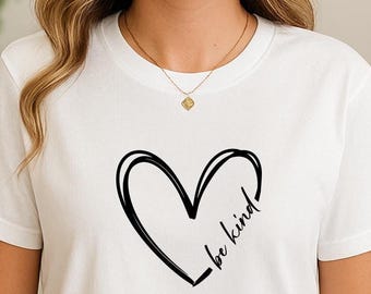 Be Kind Shirt: Pink Heart Design, Positive Message Tee