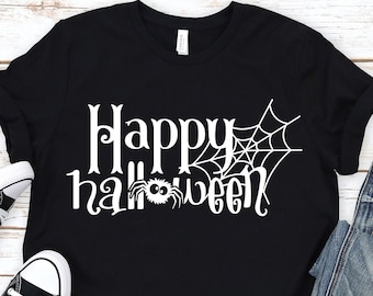 Happy Halloween Spider T-Shirt: Funny Halloween Party Tee