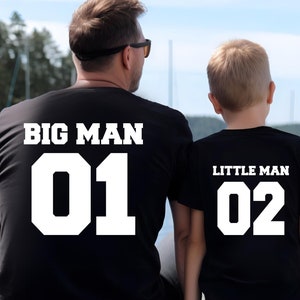 Matching Dad and Son Shirts, Big Man Little Man T-Shirts, Father Son Outfit, Father’s Day Gift, Dad and Me Set, Number 01 02 Tees.