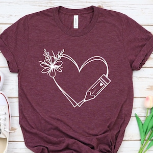 Teacher Heart Shirt, Gift For Teacher, Gift For Her, School Shirt, Teacher Shirt, Personalized T-Shirt.