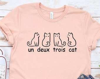 Chemise de chat Un Deux Trois, chemise de maman de chat, cadeau d'amant de chat, chemise drôle de chat, t-shirt de Noel, cadeau de Noel.