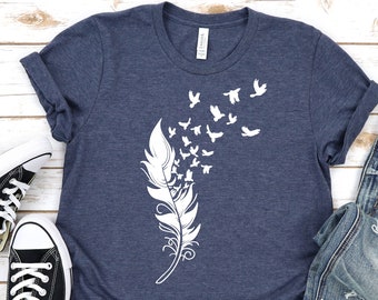 Feather Birds Shirt, Feather Shirt, Feather Bird T-Shirt.
