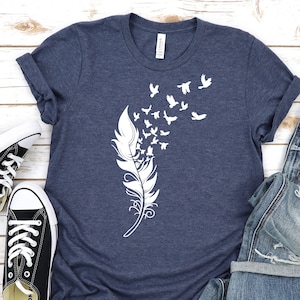 Feather Birds Shirt, Feather Shirt, Feather Bird T-Shirt.