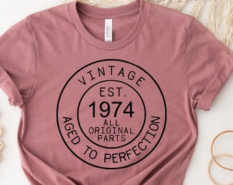 Vintage 1974 Shirt, est 1974, 50th Birthday Shirt, 1974 Birthday Gift, Birthday Shirt, Fiftieth Shirt, Hello 50, 50 Shirt Retro.