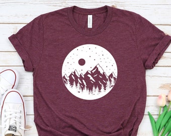 Mountain TShirt, Graphic Tees, Hiking Shirt, Camping Shirt, Gift for Men, Nature Shirt, Mountain Shirt, Nature Lover Gift, Mens T-Shirts.