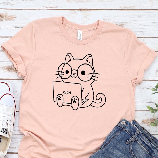 Nerd Cat, Cat Lover Shirt, Cat Shirt for Woman Cat Shirt, Gift for Cat Lovers, Cat Mom Gift, Funny Cat Shirt, Nerd Cat Shirt, about Cats