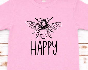 Bee Happy Shirt, Kindness Graphic T-Shirt, Positive Message Tee, Inspirational  Shirt, Uplifting Gift