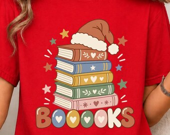 Christmas Book Lover Shirt, Bookish Holiday T-Shirt, Christmas Reading Tee, Bookworm Gift, Cozy Reader Shirt.