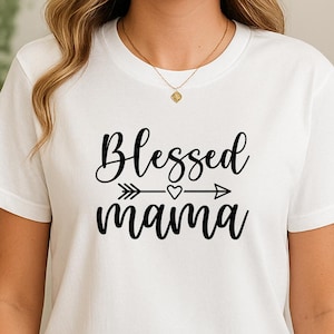 Blessed Mama Script Typography T-Shirt | Minimal Mom Tee
