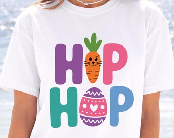 Hop Hop Easter Shirt, Kids Bunny Graphic Tee, Spring Holiday Outfit.