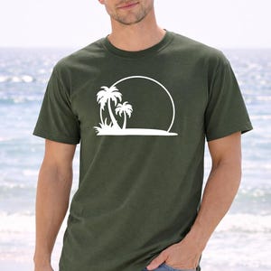 Palm Tree Sunset Tee, Minimal Beach Silhouette t-shirt image 6