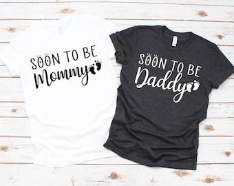 Soon to Be Mommy Daddy Shirts, Pregnancy Announcement Couple Set
