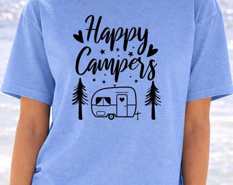 Happy Campers T-Shirt: Outdoor RV Camping Design (Unisex)