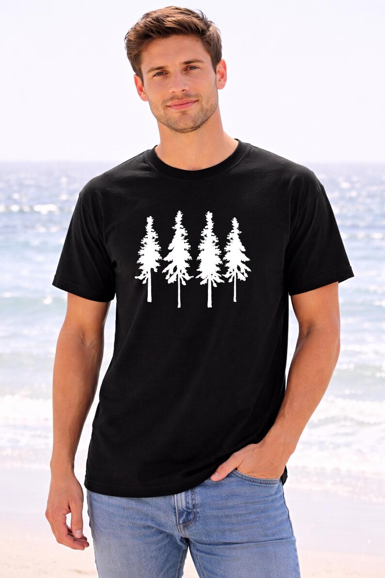 Pine Tree Line Art Shirt - Simple Forest Silhouette Graphic image 7