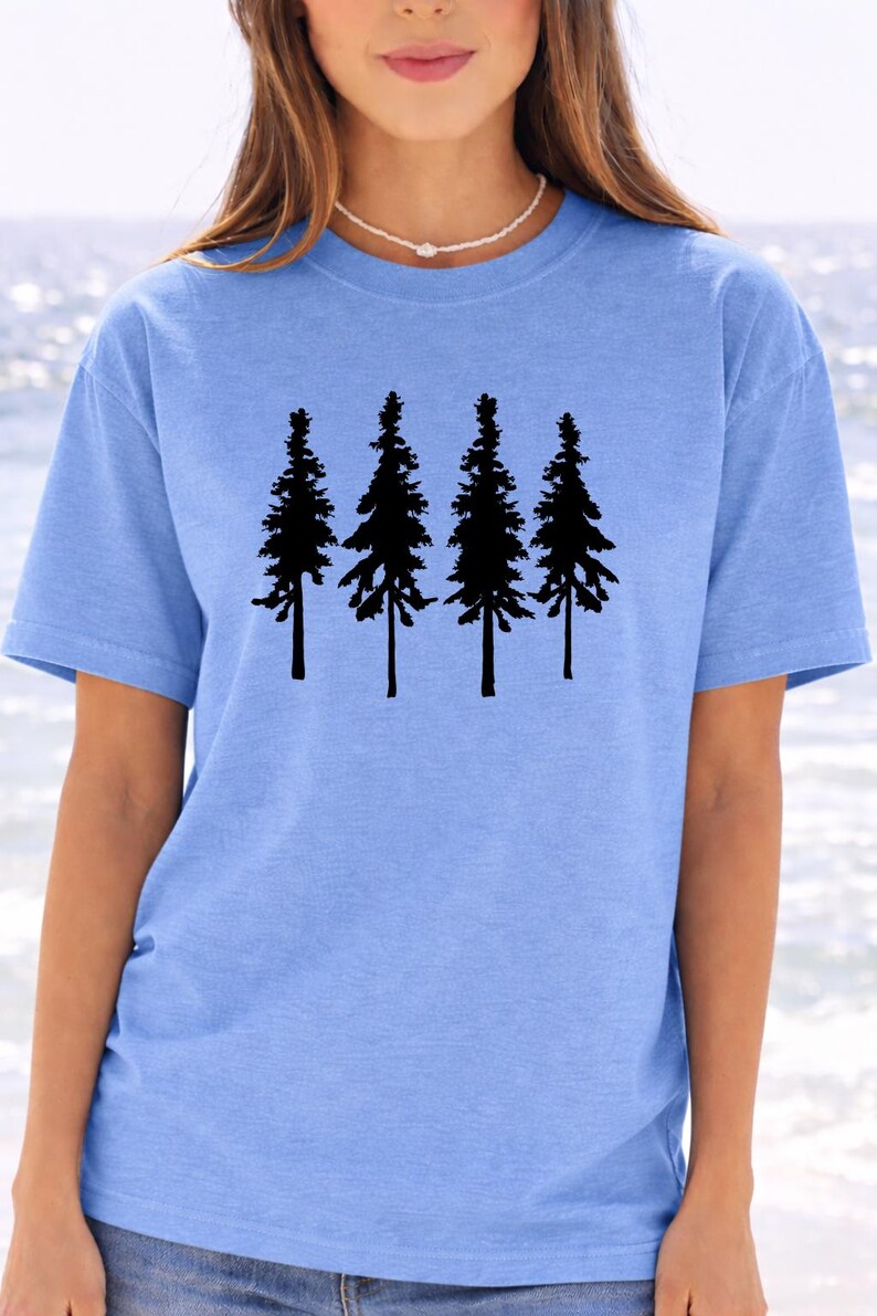 Pine Tree Line Art Shirt - Simple Forest Silhouette Graphic image 9