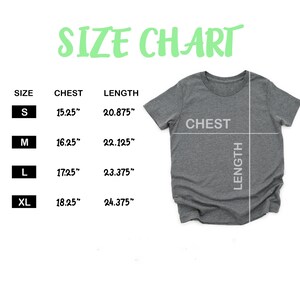 a size chart for a gray t-shirt, with measurements for chest, length, and waist.