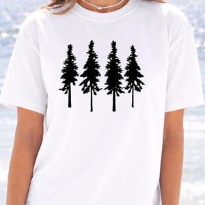 Pine Tree Line Art Shirt - Simple Forest Silhouette Graphic image 12