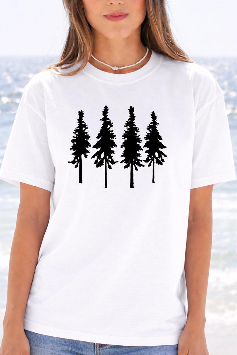 Pine Tree Line Art Shirt - Simple Forest Silhouette Graphic image 12