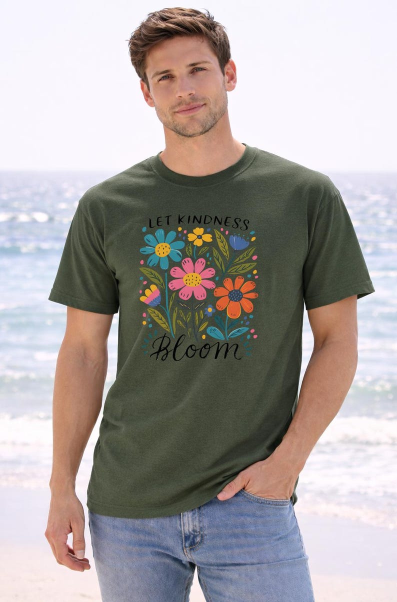 Kindness Bloom Shirt, Floral Quote, Colorful Flowers (Unisex) zdjęcie 5