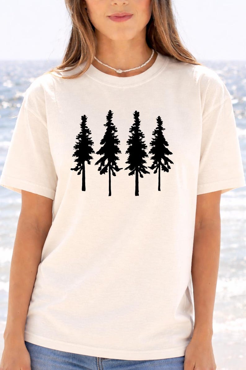 Pine Tree Line Art Shirt - Simple Forest Silhouette Graphic image 10