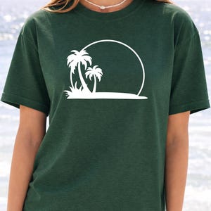 Palm Tree Sunset Tee, Minimal Beach Silhouette t-shirt image 8